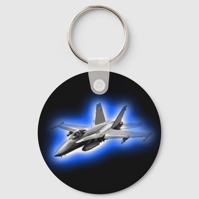 F/A-18 Hornet Fighter Jet Light Blue Keychain (Front)