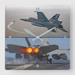F/A-18 SUPER HORNET SQUARE WALL CLOCK