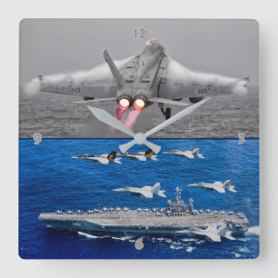 F/A-18 SUPER HORNET SQUARE WALL CLOCK