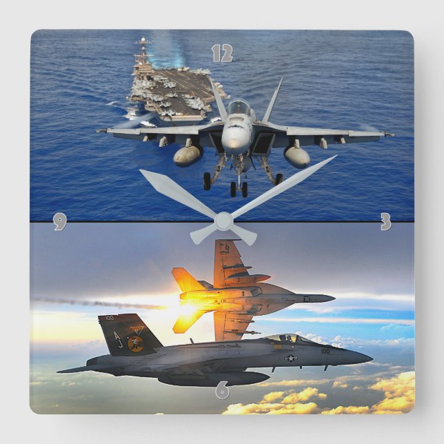 F/A-18 SUPER HORNET SQUARE WALL CLOCK (Front)