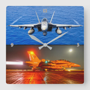 F/A-18 SUPER HORNET SQUARE WALL CLOCK