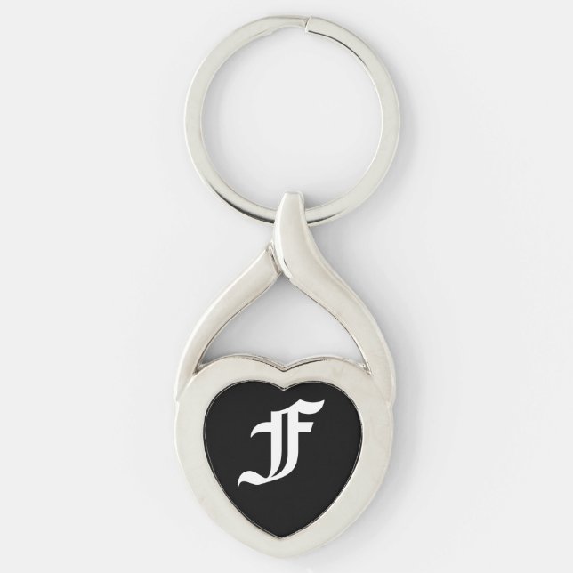 "F" Black Heart Keychain (Front)