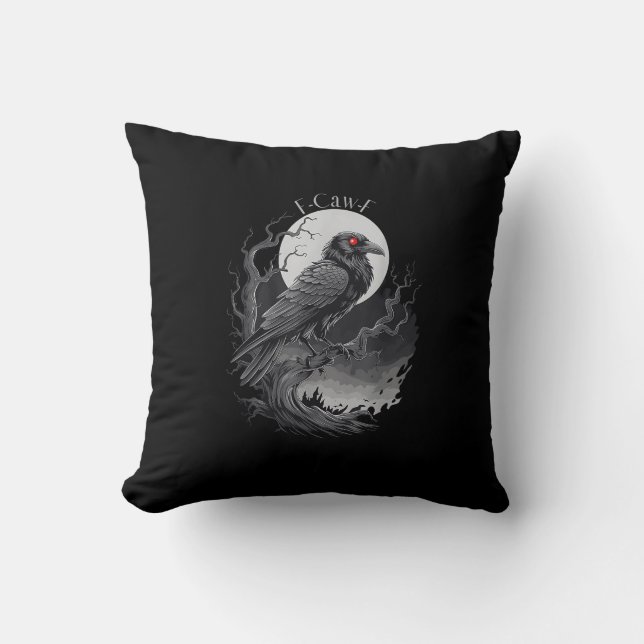 F-Caw-F Bird Creative Art Throw Pillow (Front)