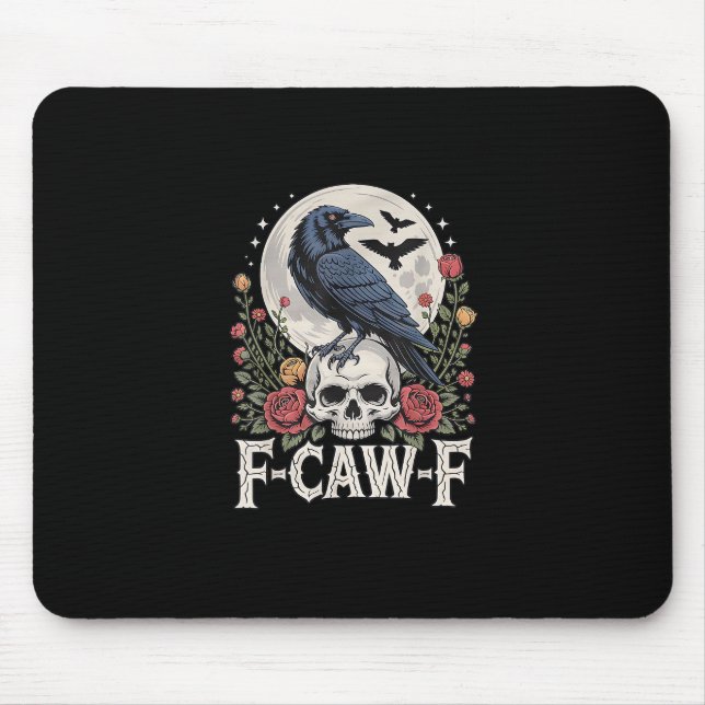 F-Caw-F Bird Crow Funny Crow Bird Cawing Grunge Re Mouse Pad (Front)