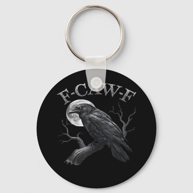 F-Caw-F Bird Moon Gothic Classic Cool Design Keychain (Front)