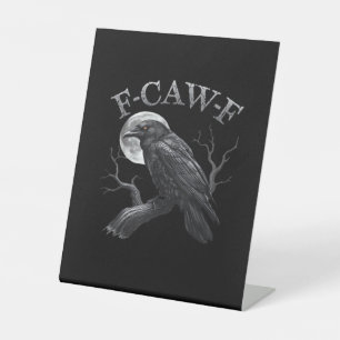 F-Caw-F Bird Moon Gothic Classic Cool Design Pedestal Sign