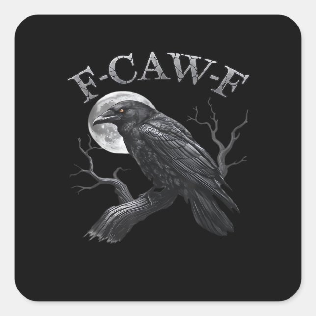 F-Caw-F Bird Moon Gothic Classic Cool Design Square Sticker (Front)