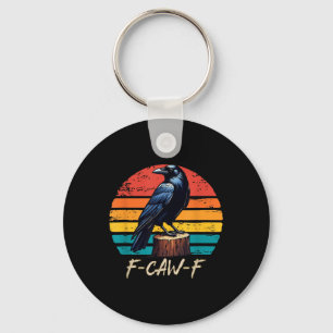 F-caw-f Black Crow Black Bird Retro Sunset Vintage Keychain