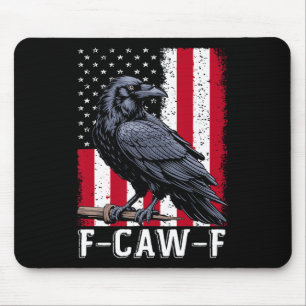 F-caw-f Black Crow Black Bird Retro Usa Flag Vinta Mouse Pad