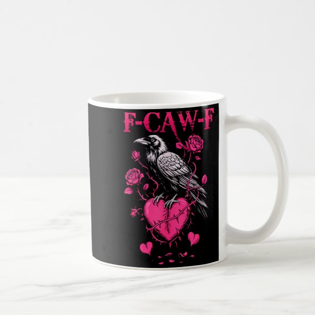 F-caw-f Black Crow Black Bird Roses Heart Funny Va Coffee Mug (Right)