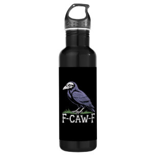 F-Caw-F Bone Text Skull Raven - Gothic Macabre Hum 710 Ml Water Bottle