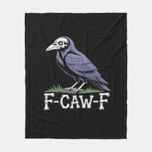 F-Caw-F Bone Text Skull Raven - Gothic Macabre Hum Fleece Blanket