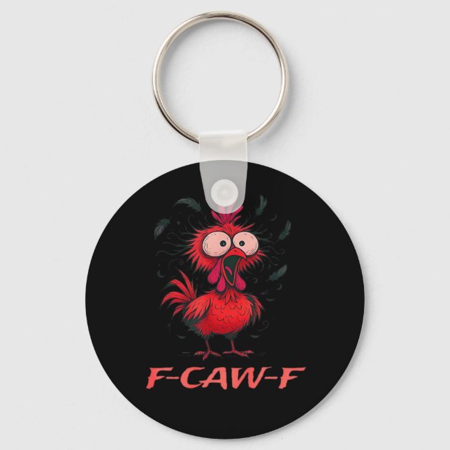 F-Caw-F-Chicken Boxy Cool Casual Keychain (Front)
