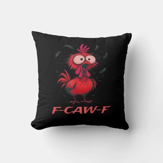 F-Caw-F-Chicken Boxy Cool Casual Throw Pillow (Front)