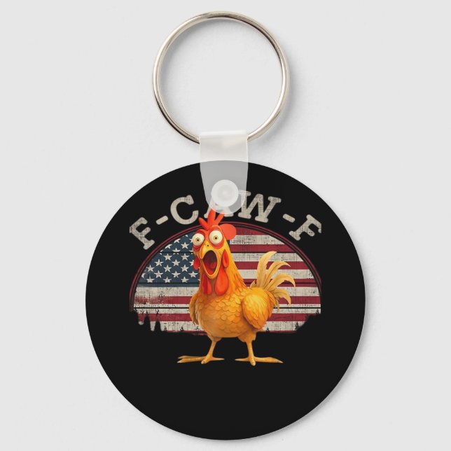 F-Caw-F Chicken Classic Minimal Clean Keychain (Front)