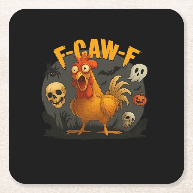 F-Caw-F Chicken Classic Minimal Clean Square Paper Coaster (Front)