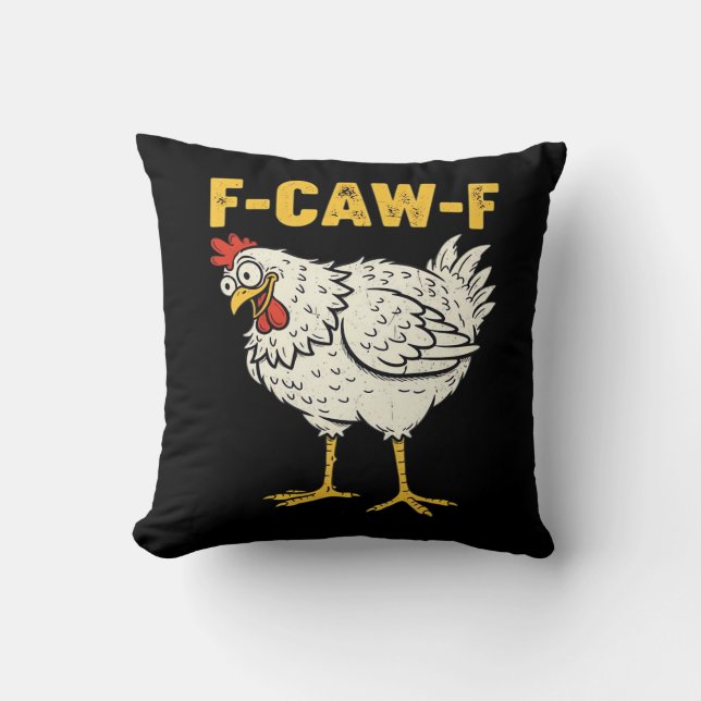 F-Caw-F Chicken Classic Retro Cool Throw Pillow (Front)