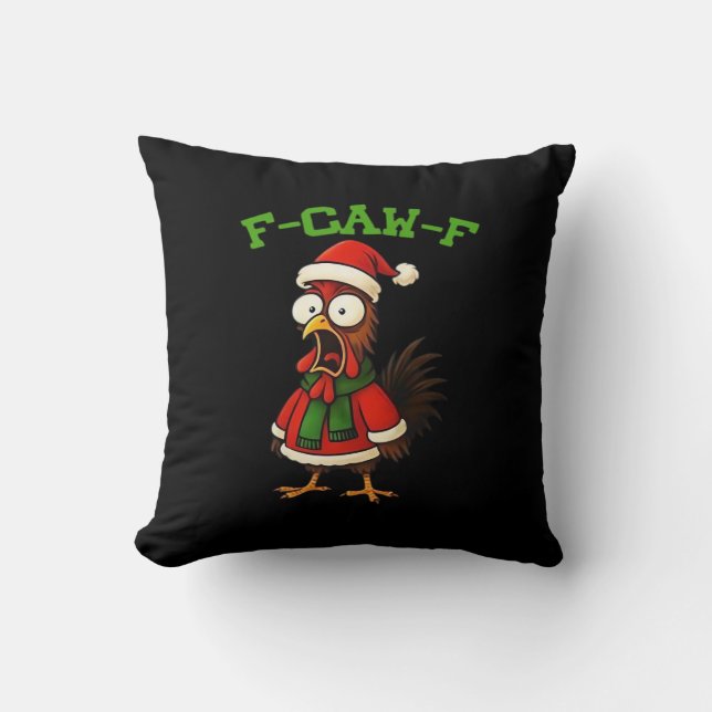F-Caw-F Chicken Classic Retro Graphic Throw Pillow (Front)