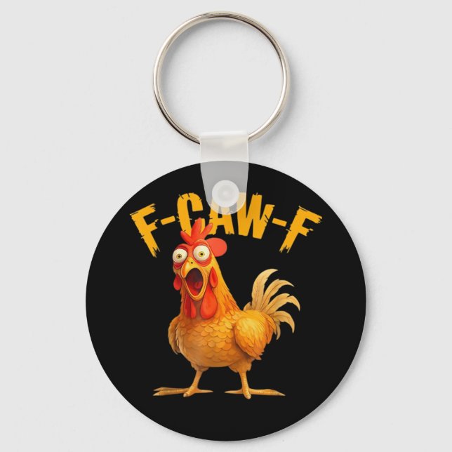 F-Caw-F Chicken Classic Retro Style Keychain (Front)