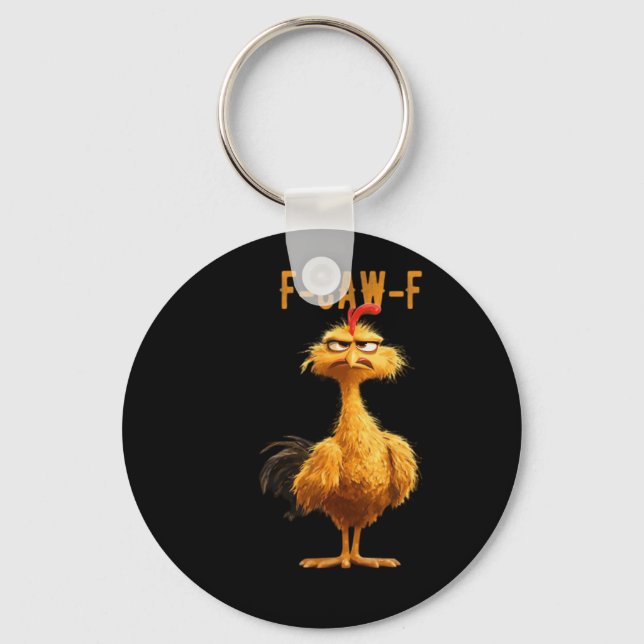 F-Caw-F Chicken Classic Retro Style Keychain (Front)