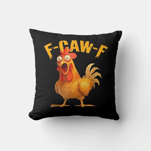 F-Caw-F Chicken Classic Retro Style Throw Pillow (Front)