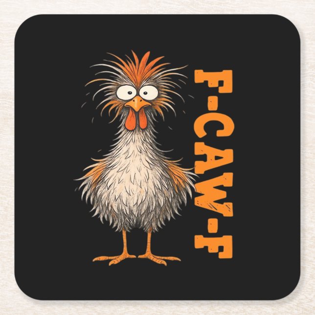 F-Caw-F-Chicken Eagerlys Colourful Funny Rooster M Square Paper Coaster (Front)