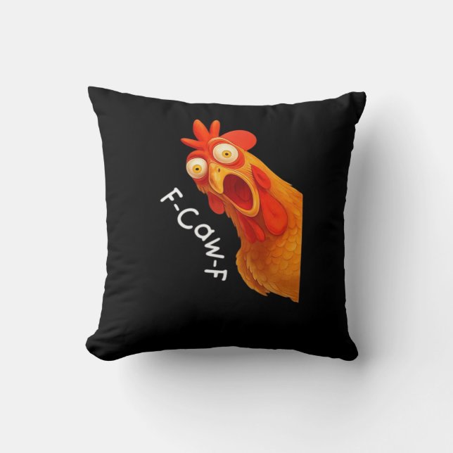 F-Caw-F Chicken Essential Minimal Clean Throw Pillow (Front)