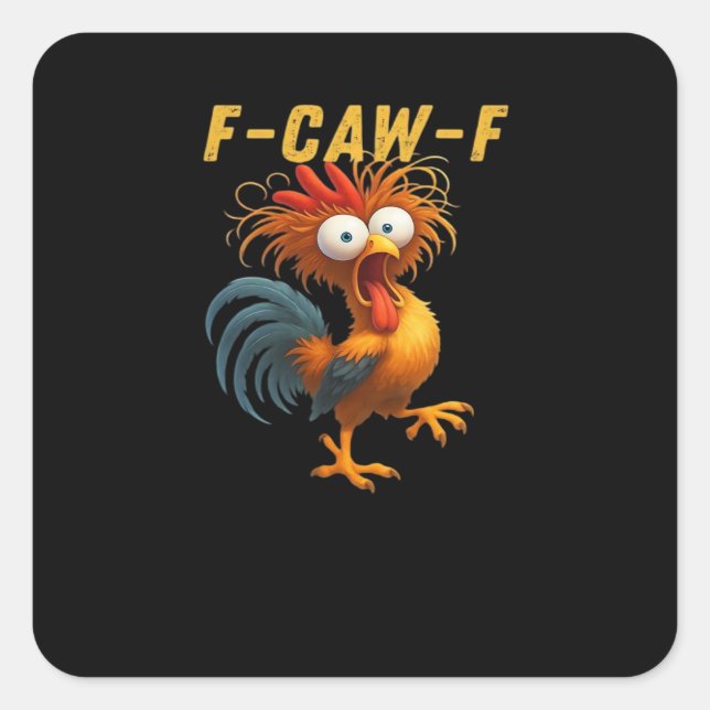 F-Caw-F-Chicken Essential Retro Classic Square Sticker (Front)