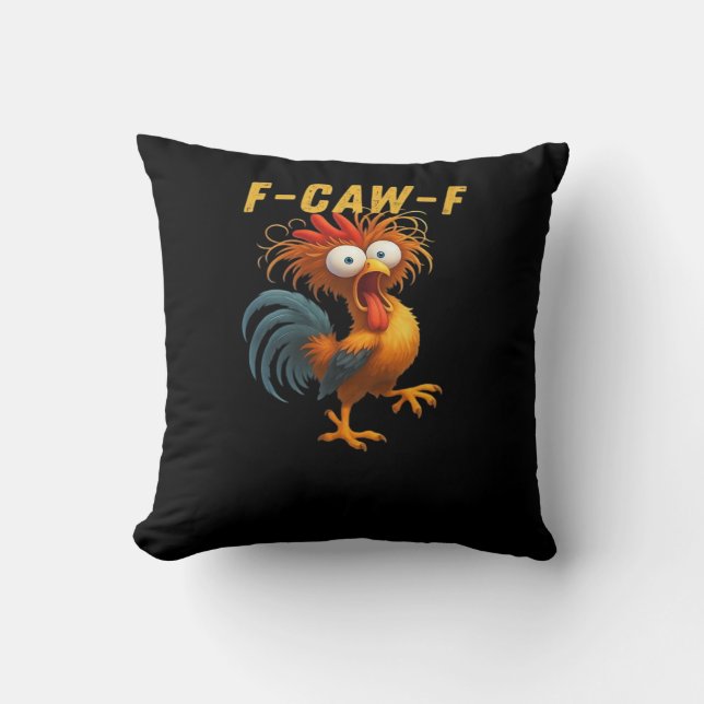F-Caw-F-Chicken Essential Retro Classic Throw Pillow (Front)