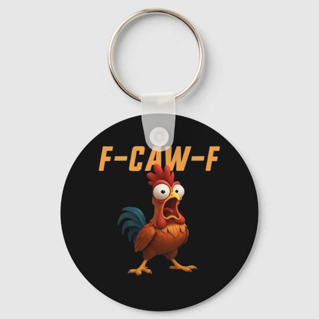 F-Caw-F Chicken Funny Chicken F-Caw-F Gear Retro G Keychain (Front)