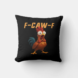 F-Caw-F Chicken Funny Chicken F-Caw-F Gear Retro G Throw Pillow