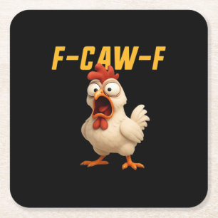 F-Caw-F Chicken Funny Chicken F-Caw-F Gear Vintage Square Paper Coaster