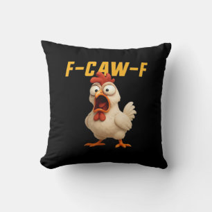 F-Caw-F Chicken Funny Chicken F-Caw-F Gear Vintage Throw Pillow