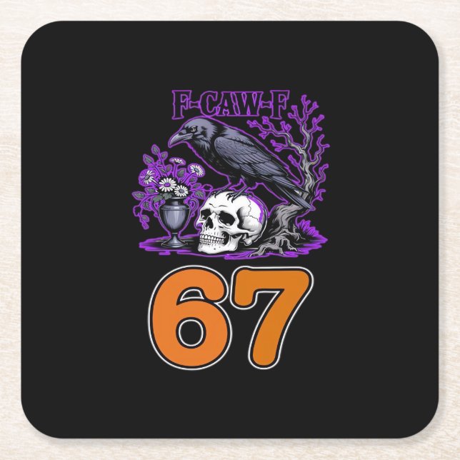 F-Caw-F Chicken Halloween Classic Funny Trendy Square Paper Coaster (Front)
