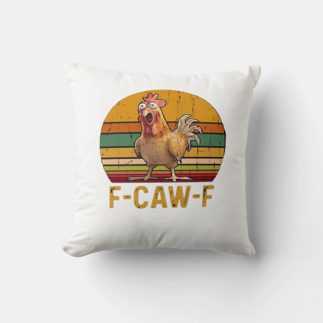 F-Caw-F Chicken Humor Essential Minimal Clean Throw Pillow (Front)