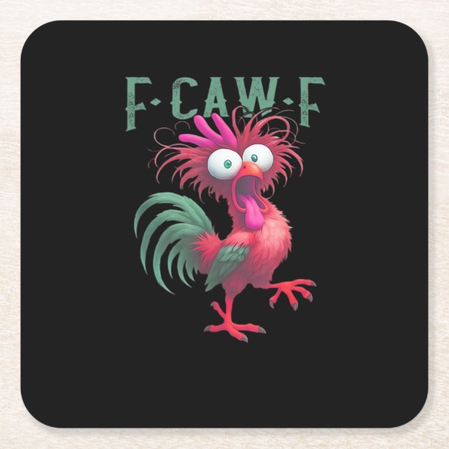 F-Caw-F Chicken Minimal Clean Square Paper Coaster (Front)