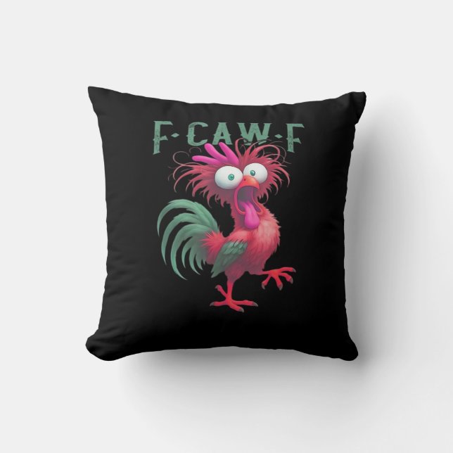 F-Caw-F Chicken Minimal Clean Throw Pillow (Front)