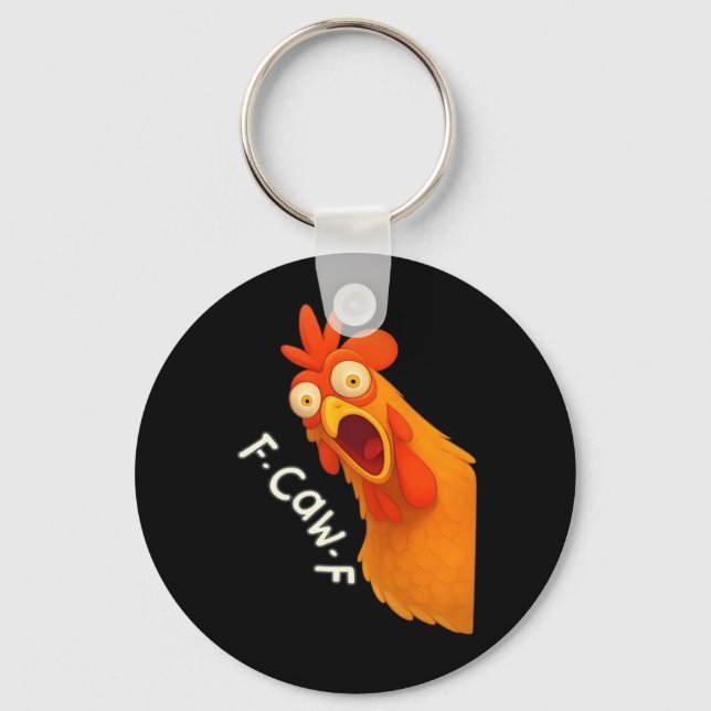F-Caw-F Chicken Retro Classic Keychain (Front)