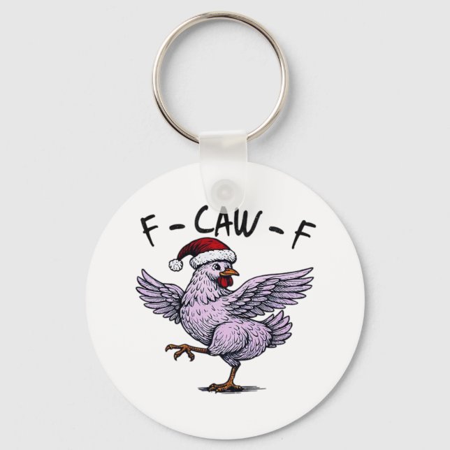 F-Caw-F Chicken Retro Classic Keychain (Front)