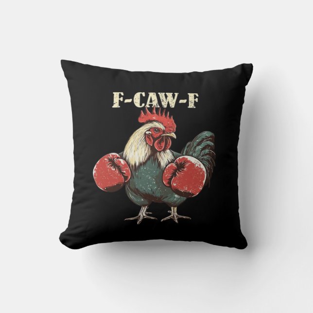 F-Caw-F Chicken Retro Classic Throw Pillow (Front)