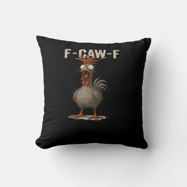 F-Caw-F Chicken Retro Classic Throw Pillow (Front)