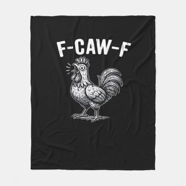 F-Caw-F Chicken Retro Graphic Fleece Blanket (Front)
