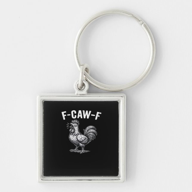 F-Caw-F Chicken Retro Graphic Keychain (Front)