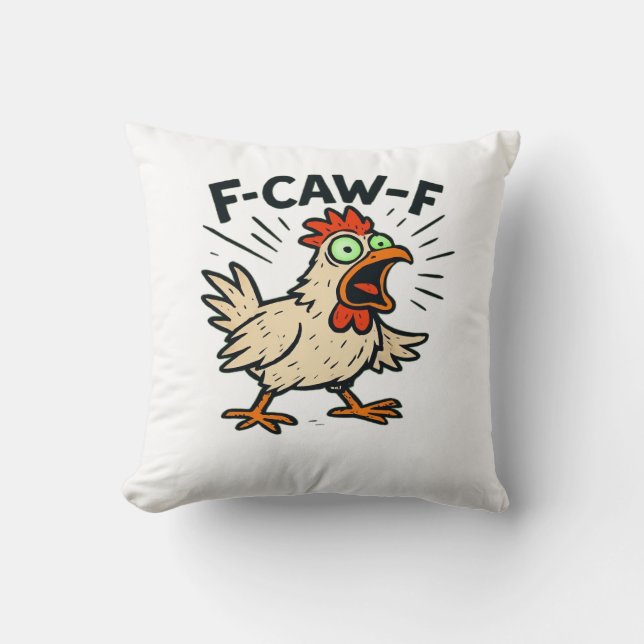 F-Caw-F Chicken Vintage Graphic Throw Pillow (Front)