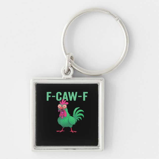 F-Caw-F Chicken Vintage Style Keychain (Front)