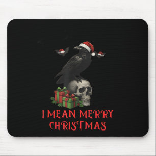 F-caw-f Christmas Crow Funny Goth Christmas Skull Mouse Pad