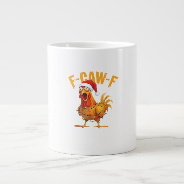 F-Caw-F Christmas Funny Chicken Christmas Essentia Large Coffee Mug (Front)