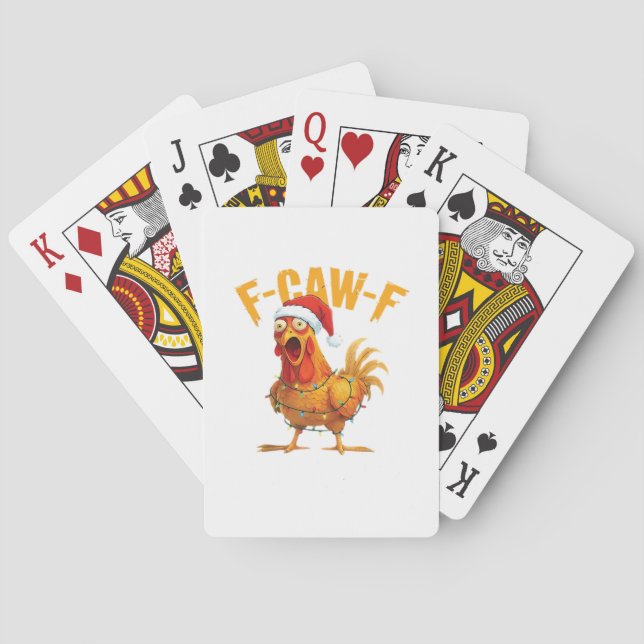 F-Caw-F Christmas Funny Chicken Christmas Essentia Playing Cards (Back)