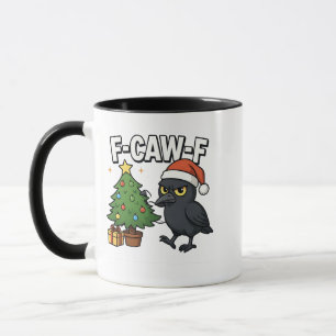 F-caw-f Christmas Raven Crow Xmas Tree Meme  Mug