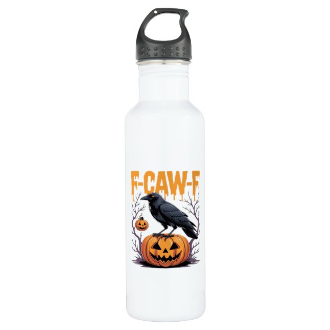 F-Caw-F Classic Halloween Raven Pumpkin Tee - Spoo 710 Ml Water Bottle (Front)